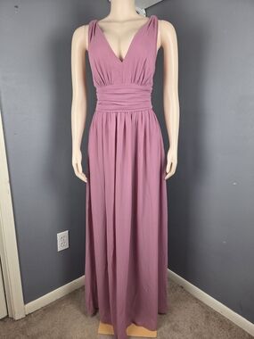 Ever Pretty Dusty Rose Sleeveless V-Neck Maxi Gown